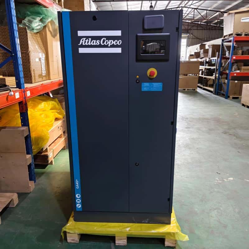 Stacionárne rotačné skrutkové vzduchové kompresory Atlas Copco GA45+ mazané striedavé napájanie 380V/ 400V 45kW